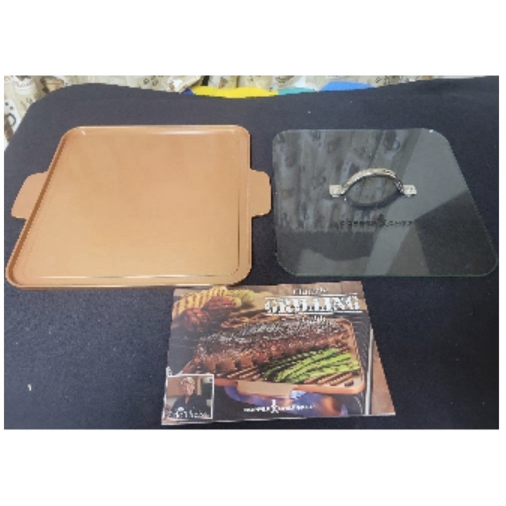 Tristar Copper‎ Chef Non-Stick Grill & Griddle w/Glass Lid/Press*12"